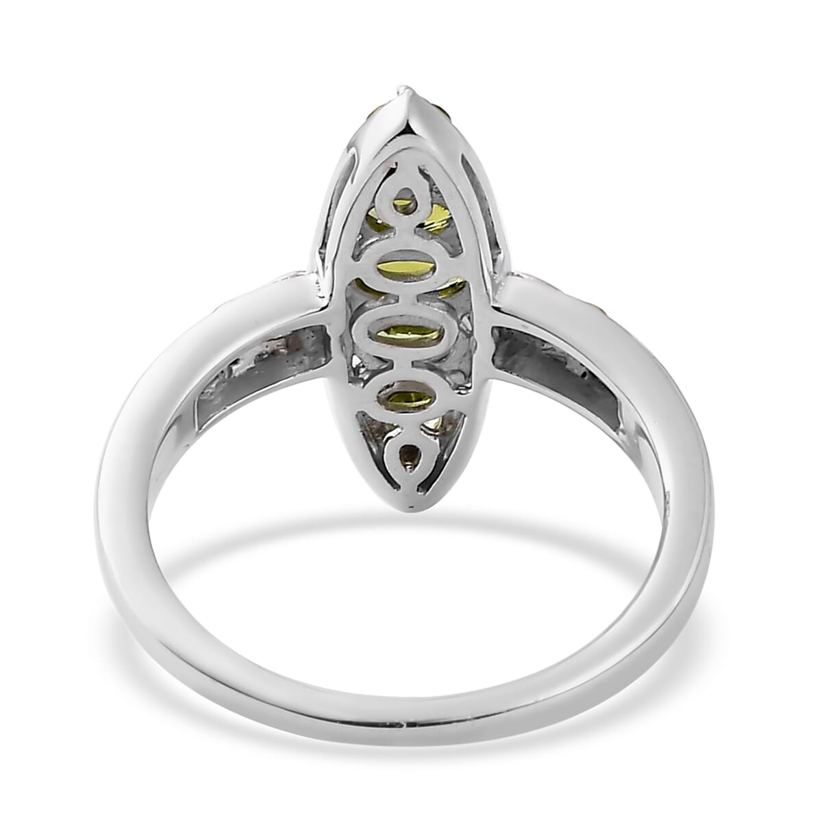 Premium Natural Calabar Green Tourmaline Elongated Ring in Vermeil YG and Platinum Over Sterling Silver (Size 6.0) 0.90 ctw image number 4