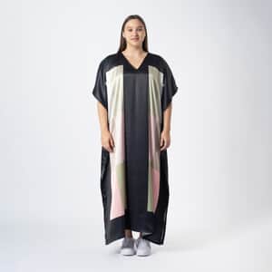 Tamsy Pink and Black Square Kaftan - One Size Fits Most