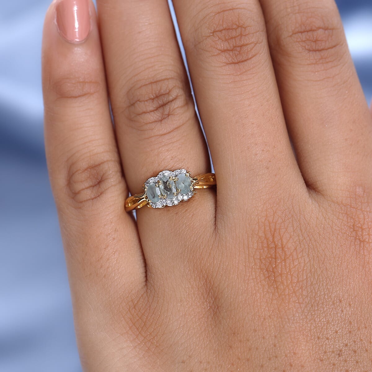 Narsipatnam Alexandrite and White Zircon Ring in Vermeil Yellow Gold Over Sterling Silver 0.80 ctw image number 2
