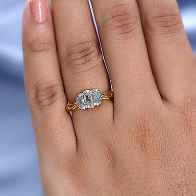 Narsipatnam Alexandrite and White Zircon Ring in Vermeil Yellow Gold Over Sterling Silver (Size 10.0) 0.80 ctw