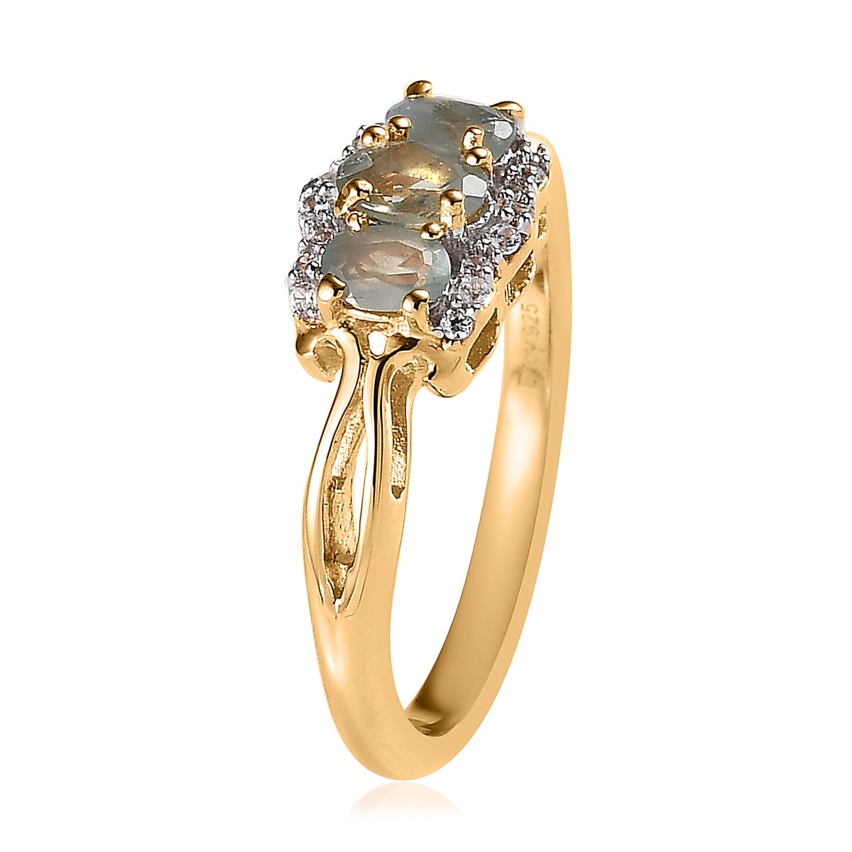 Narsipatnam Alexandrite and White Zircon Ring in Vermeil Yellow Gold Over Sterling Silver (Size 10.0) 0.80 ctw