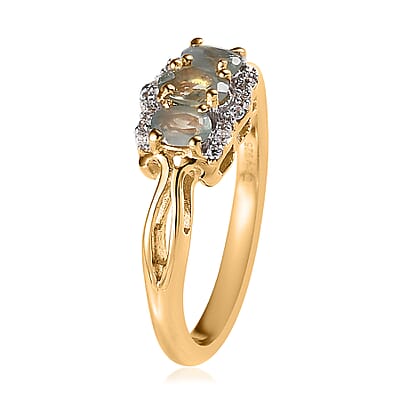 Narsipatnam Alexandrite and White Zircon Ring in Vermeil Yellow Gold Over Sterling Silver (Size 10.0) 0.80 ctw