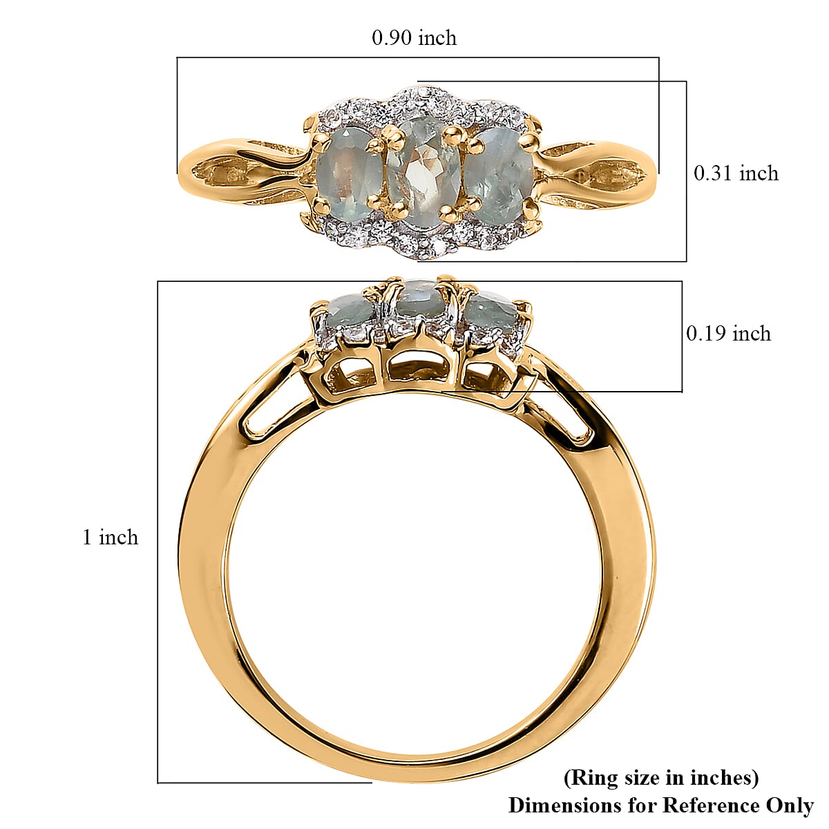 Narsipatnam Alexandrite and White Zircon Ring in Vermeil Yellow Gold Over Sterling Silver (Size 10.0) 0.80 ctw