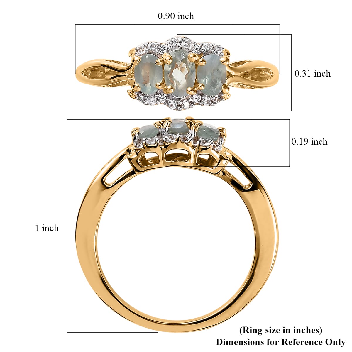 Narsipatnam Alexandrite and White Zircon Ring in Vermeil Yellow Gold Over Sterling Silver 0.80 ctw image number 5