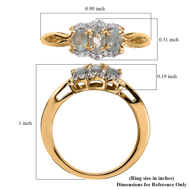 Narsipatnam Alexandrite and White Zircon Ring in Vermeil Yellow Gold Over Sterling Silver (Size 10.0) 0.80 ctw