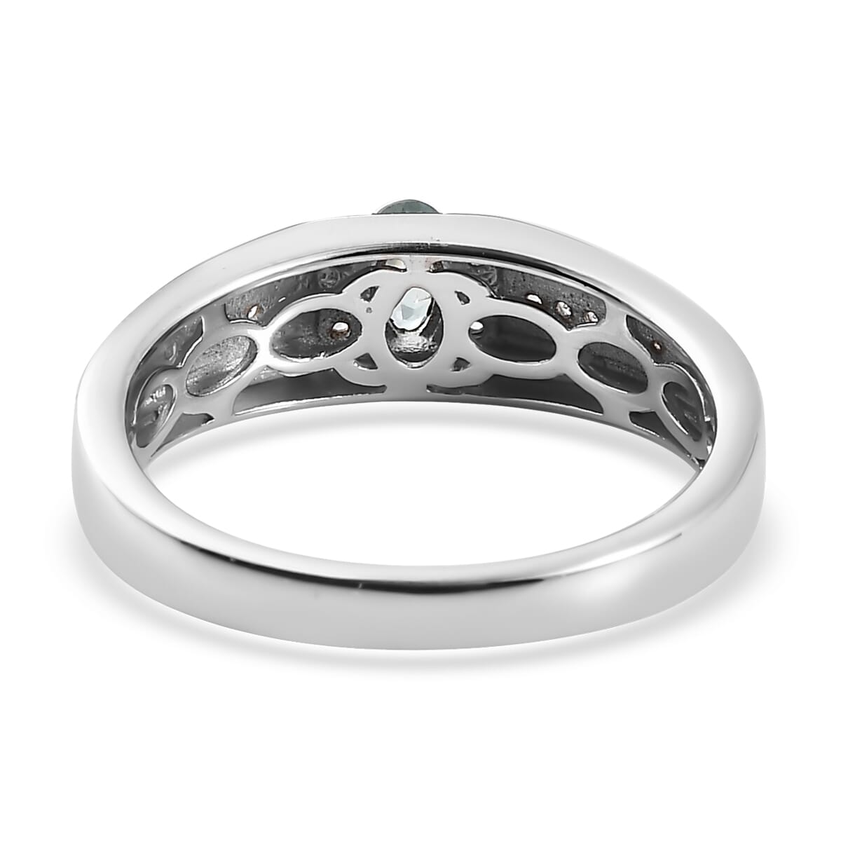 Narsipatnam Alexandrite and White Zircon Men's Ring in Platinum Over Sterling Silver (Size 10.0) 0.50 ctw image number 4