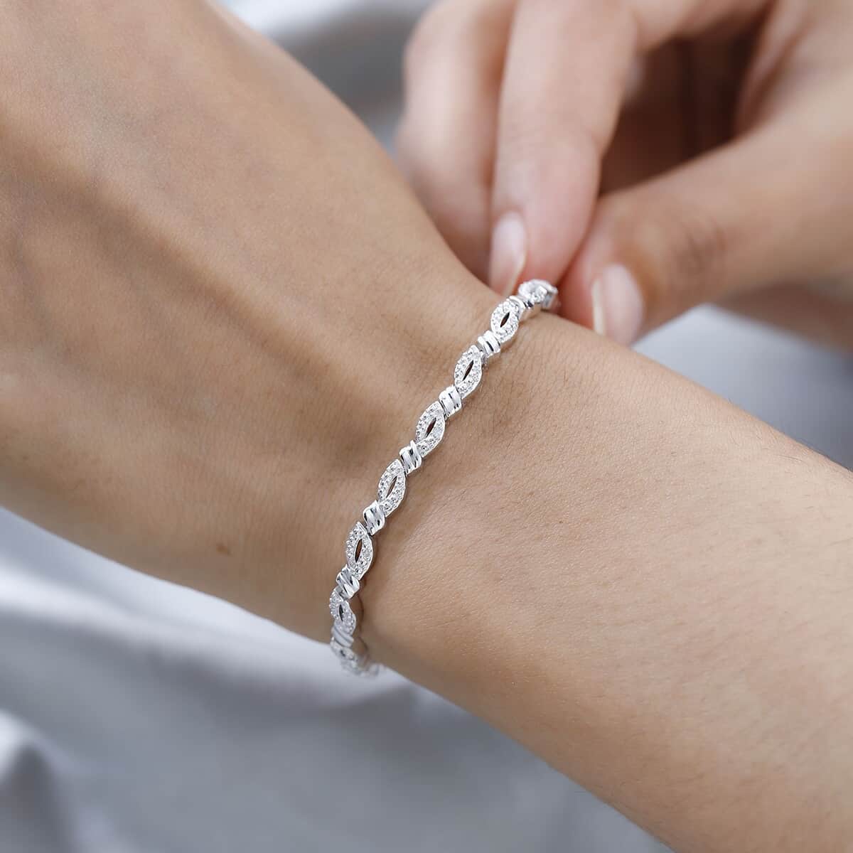 Karis Diamond Accent Bracelet in Platinum Bond (7.25 In) image number 2