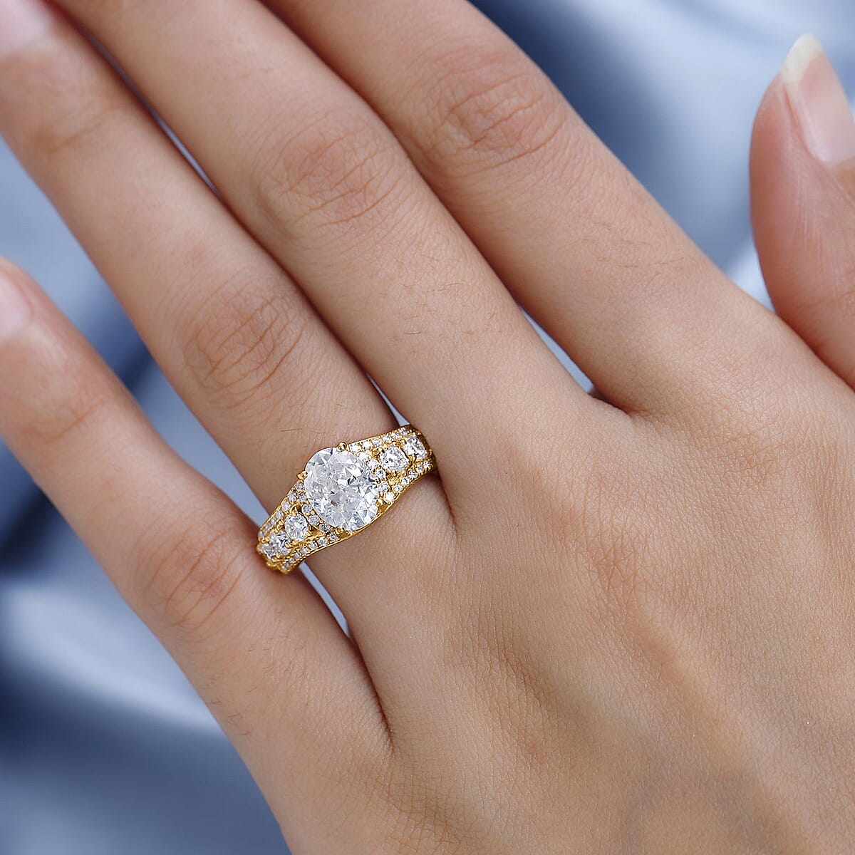 Moissanite Ring in Vermeil Yellow Gold Over Sterling Silver (Size 10.0) 3.35 ctw image number 2