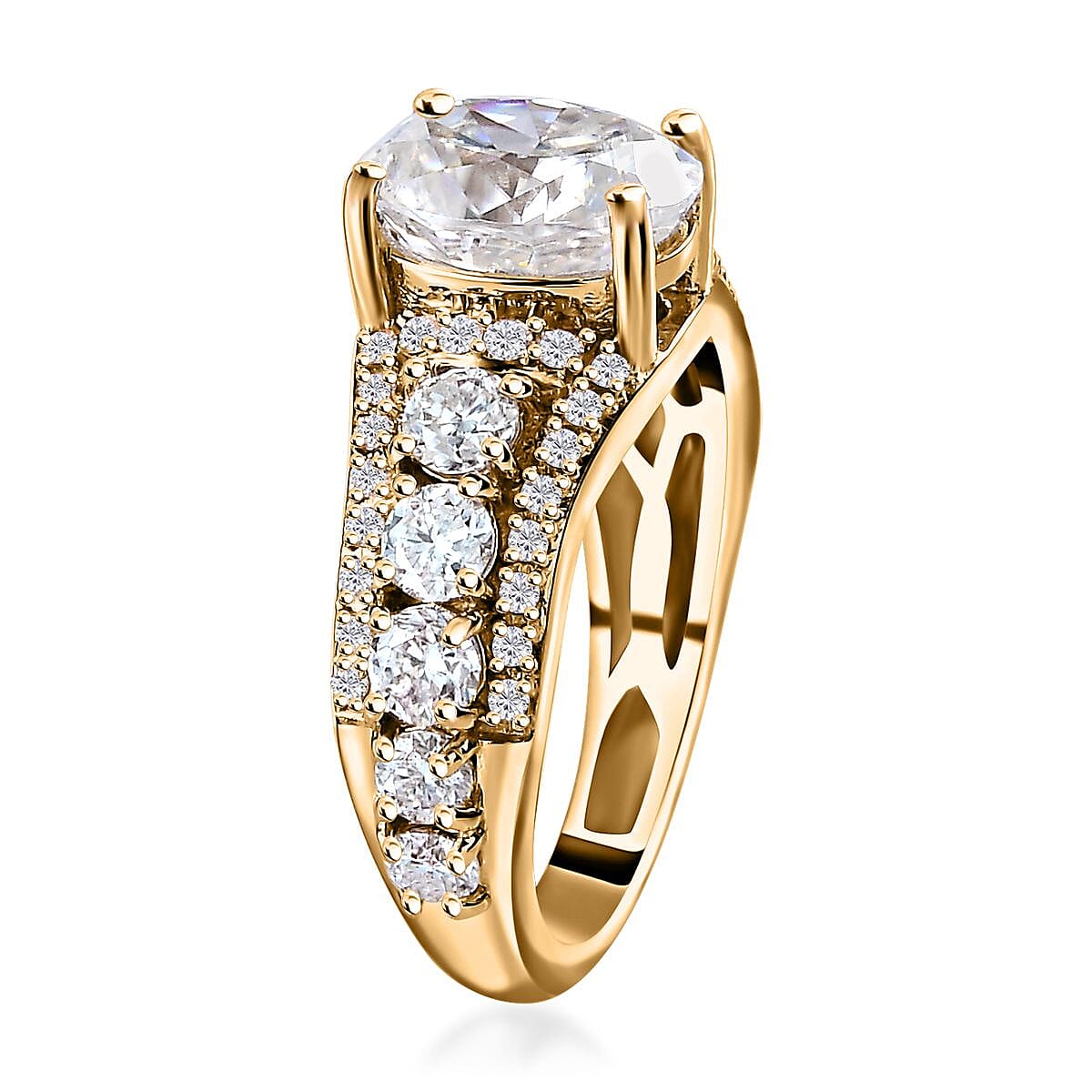 Moissanite Ring in Vermeil Yellow Gold Over Sterling Silver (Size 10.0) 3.35 ctw image number 3