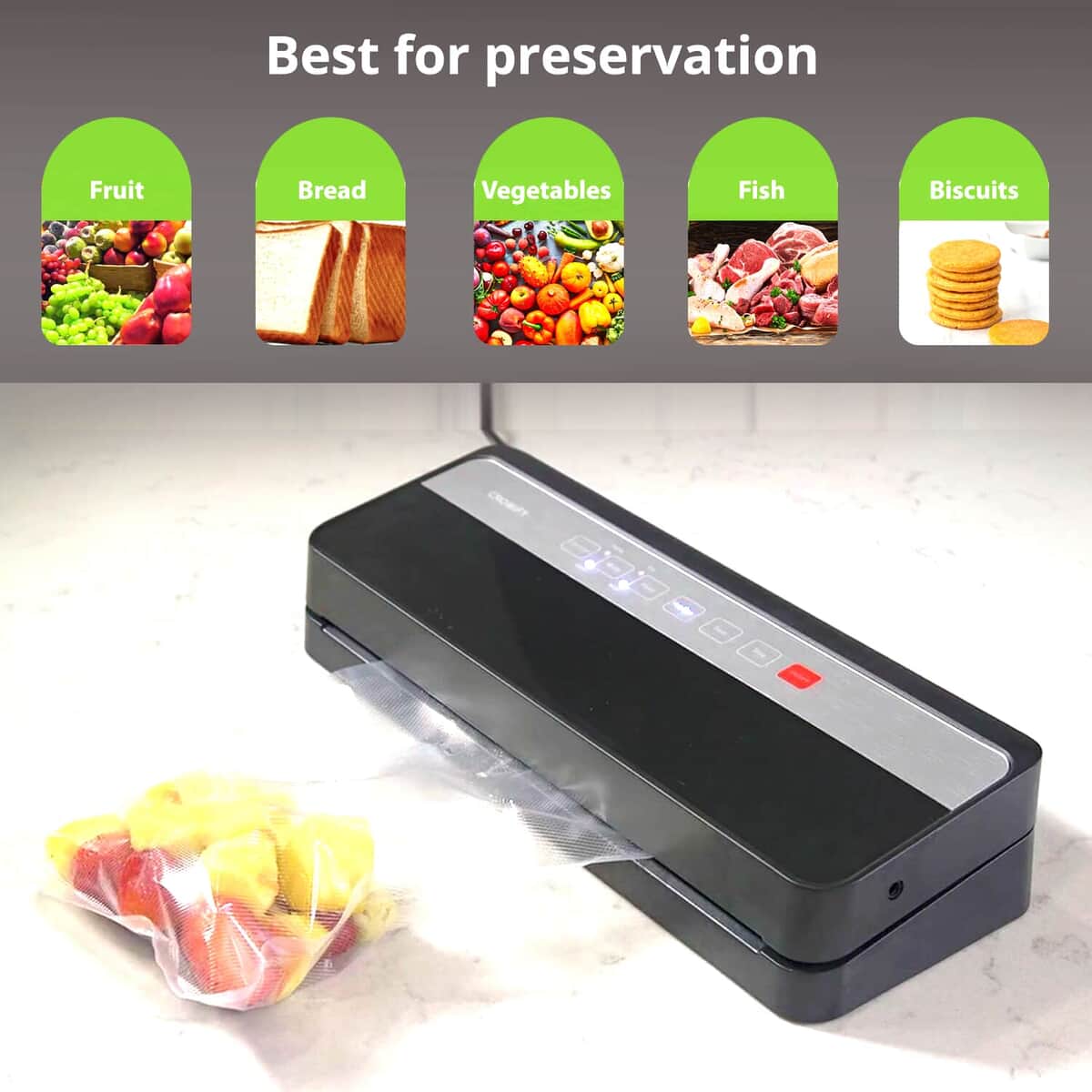 Cormify Black Vacuum Sealer System e9000-m, Compact Design Vacuum Sealing Machine For Automatic Food Sealer image number 1