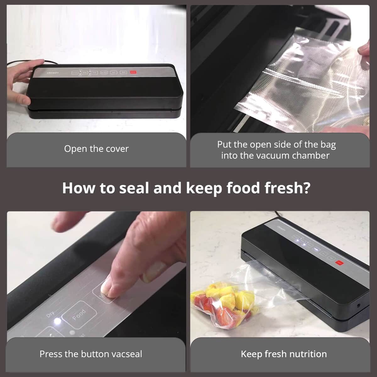 Cormify Black Vacuum Sealer System e9000-m, Compact Design Vacuum Sealing Machine For Automatic Food Sealer image number 4