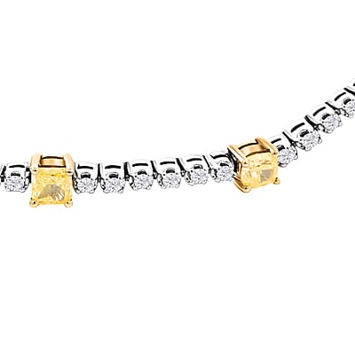 Modani 14K White and Yellow Gold Natural Yellow and White Diamond (SI) Bangle Bracelet (7.25 In) (4.35 g) 0.90 ctw