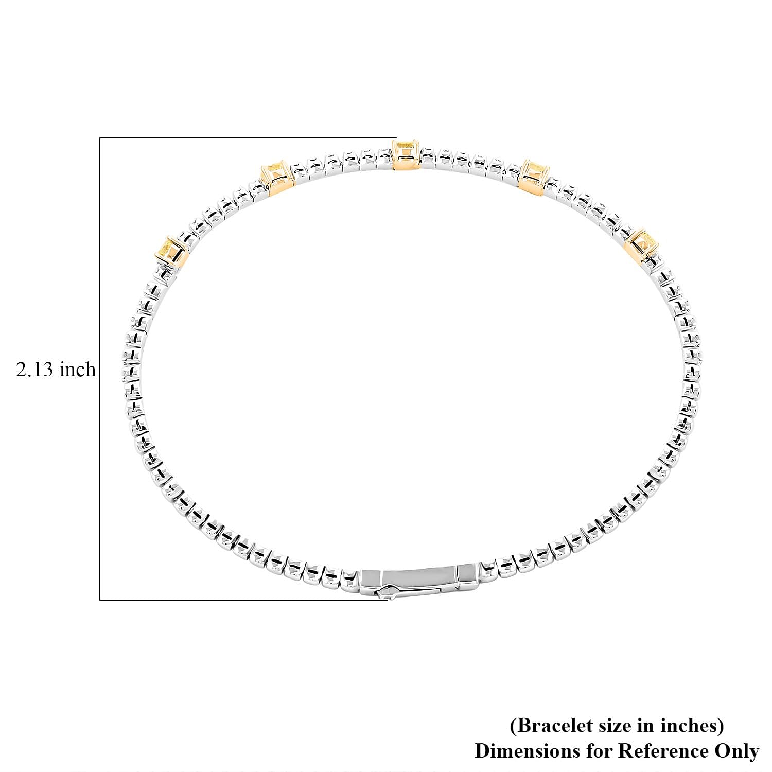 Modani 14K White and Yellow Gold Natural Yellow and White Diamond (SI) Bangle Bracelet (7.25 In) (4.35 g) 0.90 ctw