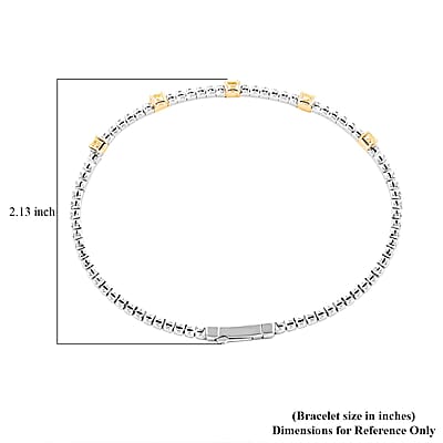 Modani 14K White and Yellow Gold Natural Yellow and White Diamond (SI) Bangle Bracelet (7.25 In) (4.35 g) 0.90 ctw