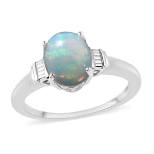 Ethiopian Welo Opal Solitaire Ring in Platinum Over Sterling Silver (Size 9.0) 1.60 ctw