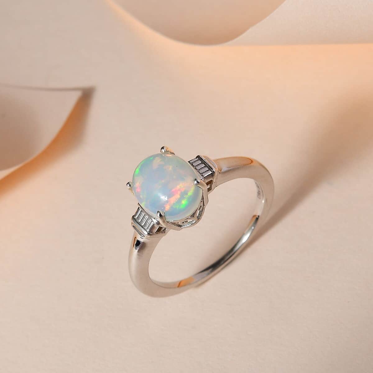 Ethiopian Welo Opal Solitaire Ring in Platinum Over Sterling Silver (Size 9.0) 1.60 ctw image number 1