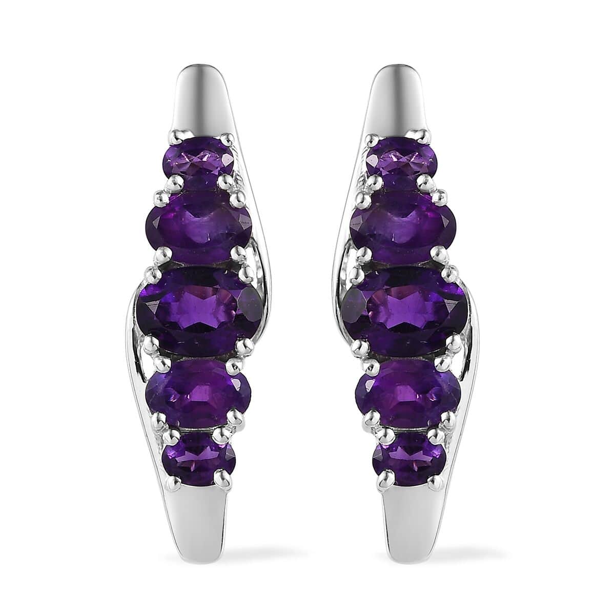 African Amethyst Stud Earrings in Platinum Over Sterling Silver 3.70 ctw image number 0