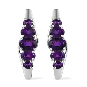 African Amethyst Earrings in Platinum Over Sterling Silver 3.70 ctw