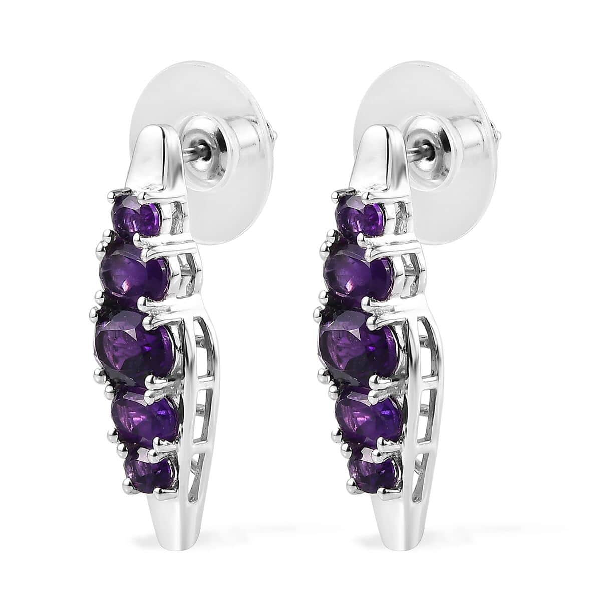 African Amethyst Stud Earrings in Platinum Over Sterling Silver 3.70 ctw image number 3