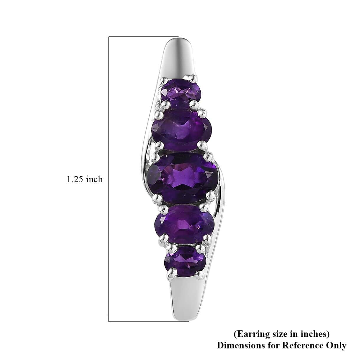 African Amethyst Stud Earrings in Platinum Over Sterling Silver 3.70 ctw image number 4