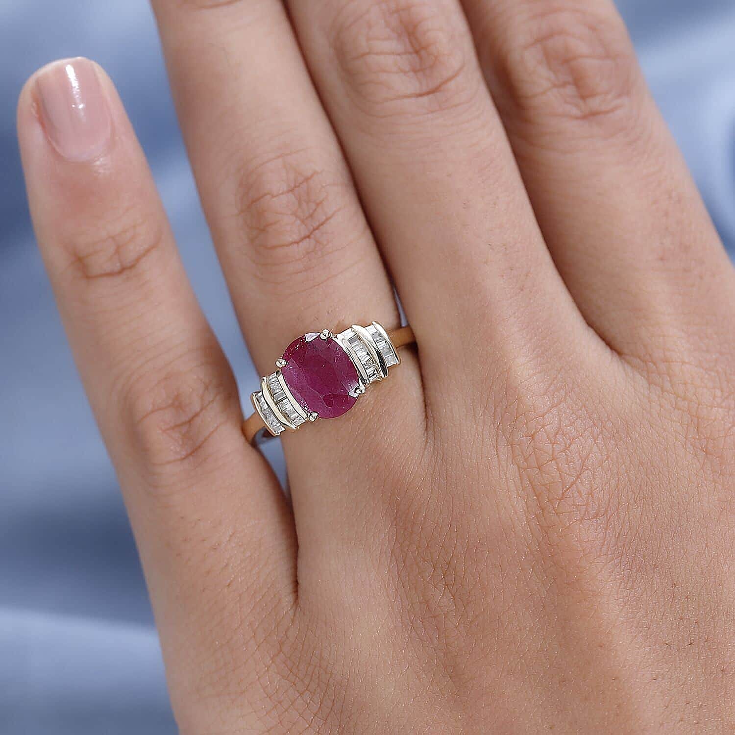 Luxoro Premium Montepuez Ruby and Diamond 2.30 ctw Ring in 14K Yellow Gold (Size 10.0)