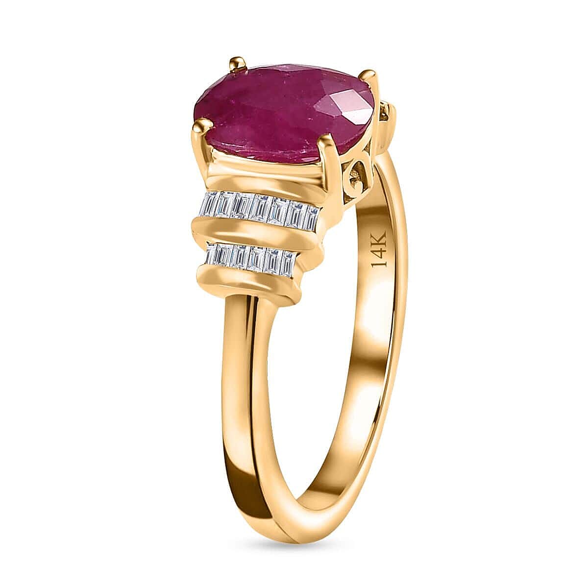 Luxoro Premium Montepuez Ruby and Diamond 2.30 ctw Ring in 14K Yellow Gold (Size 10.0)