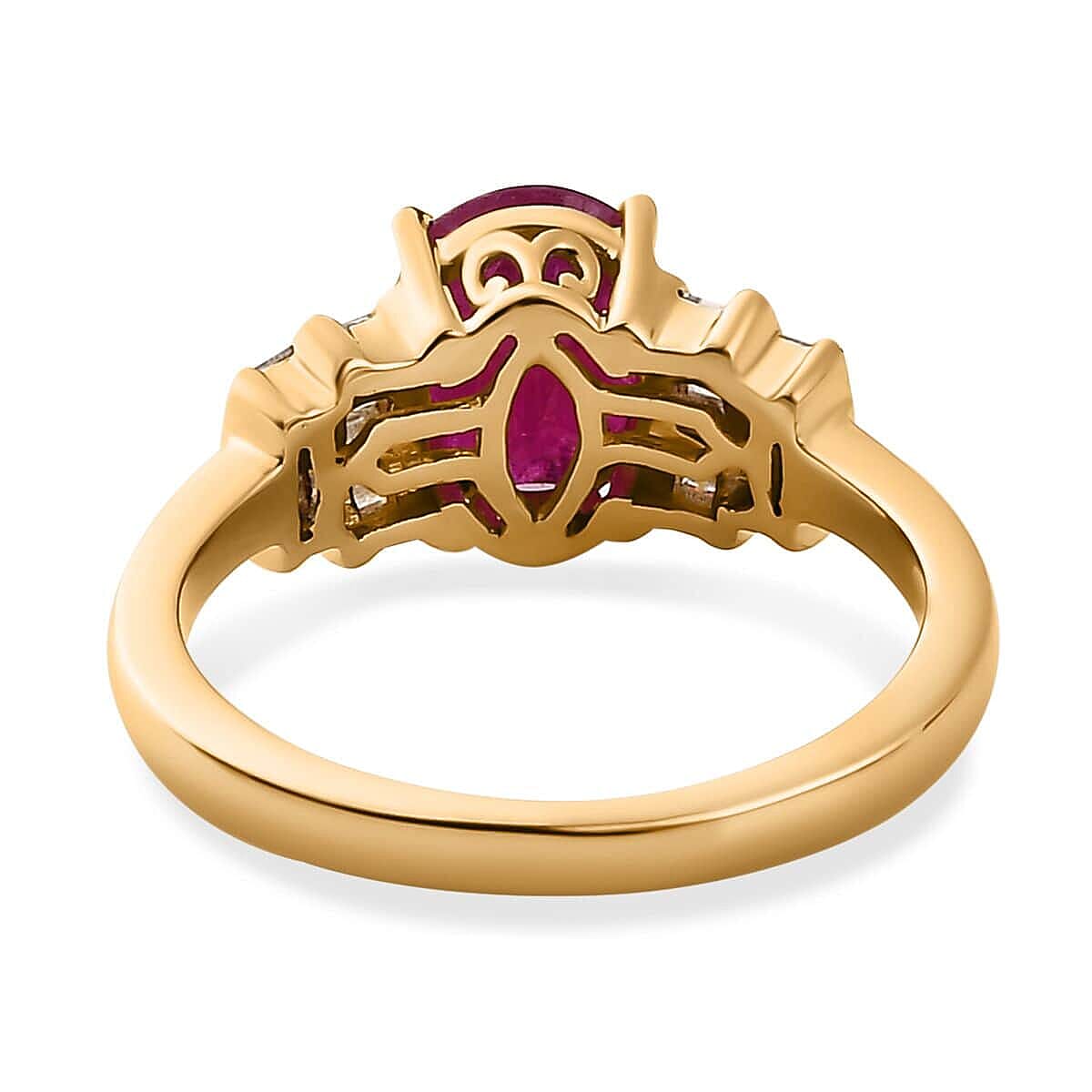 Luxoro Premium Montepuez Ruby and Diamond 2.30 ctw Ring in 14K Yellow Gold (Size 10.0)