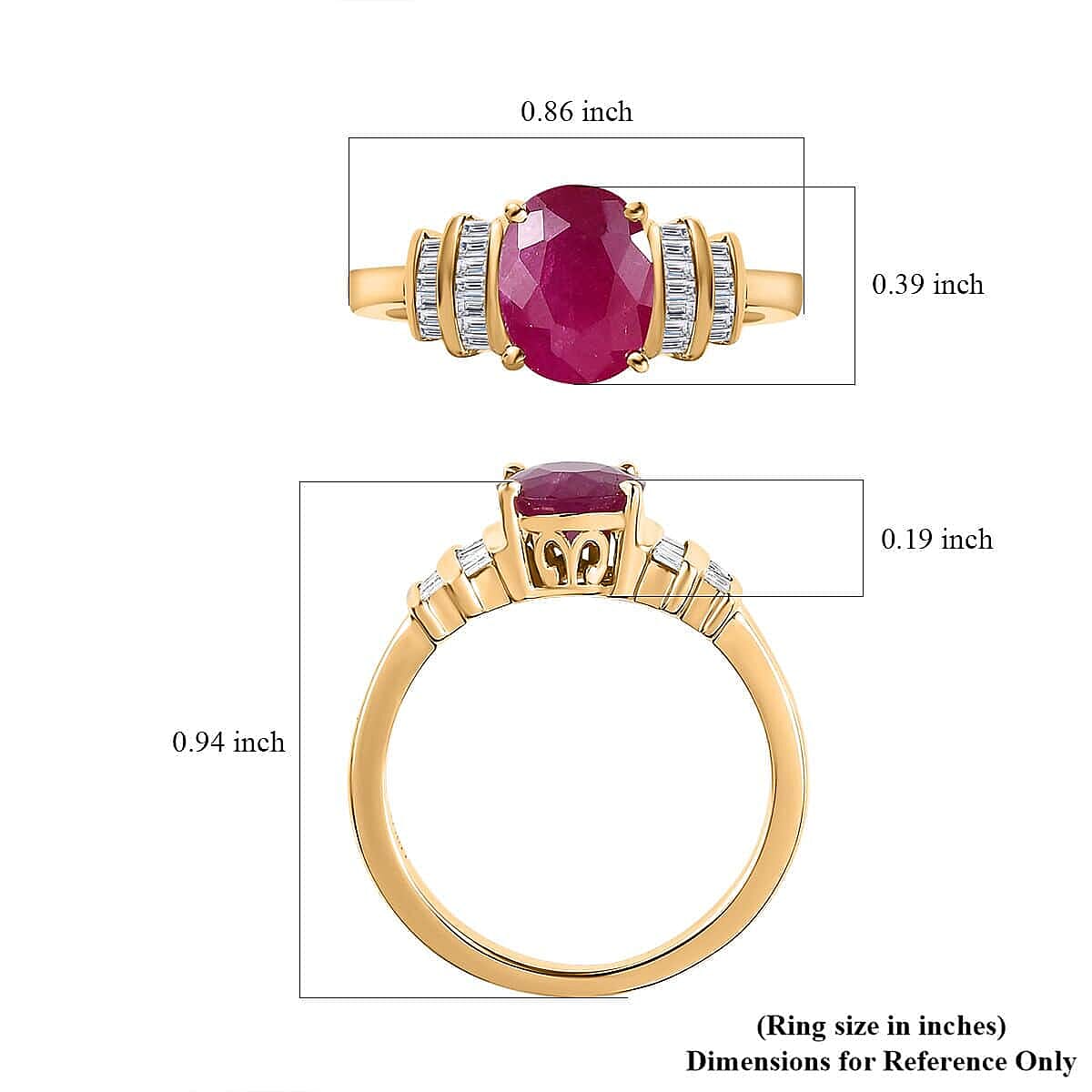 Luxoro Premium Montepuez Ruby and Diamond 2.30 ctw Ring in 14K Yellow Gold (Size 10.0)