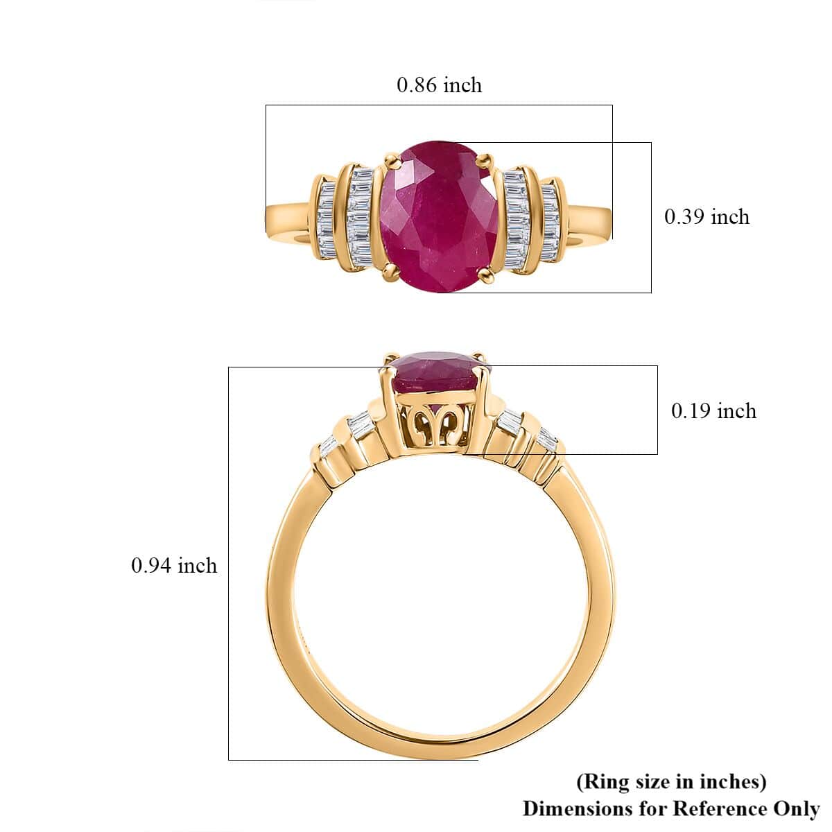 Luxoro 14K Yellow Gold Premium Mozambique Ruby and Diamond Ring 2.30 ctw (Del. in 7-10 Days) image number 5