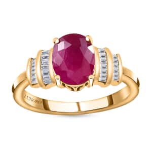 Luxoro 14K Yellow Gold Premium Montepuez Ruby and Diamond Ring (Size 7.0) 2.30 ctw