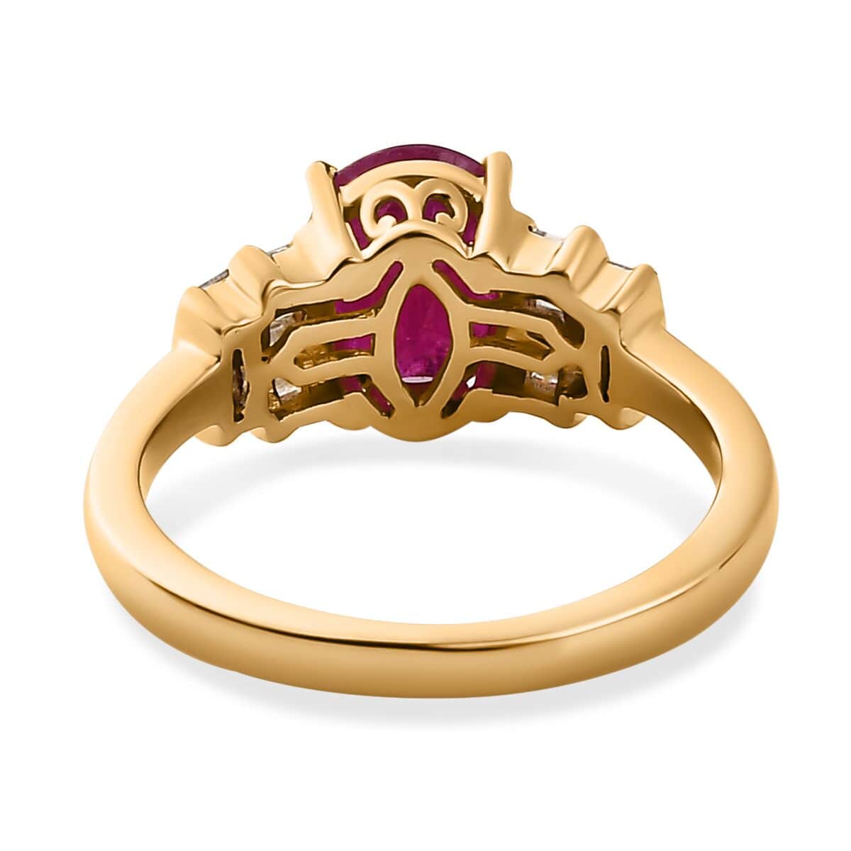 Luxoro 14K Yellow Gold Premium Montepuez Ruby and Diamond Ring (Size 7.0) 2.30 ctw image number 4