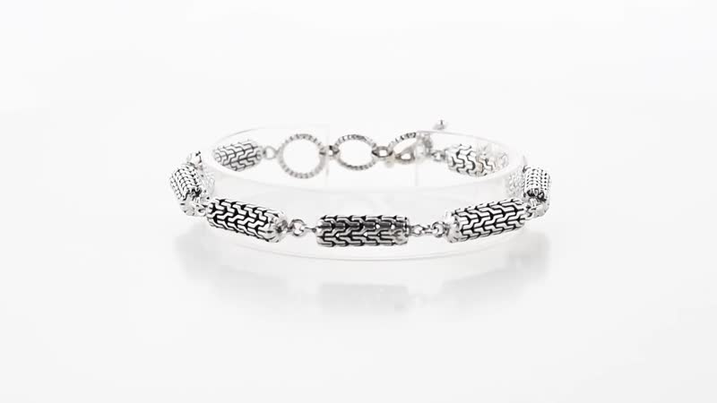 TLV Bali Legacy Sterling Silver Tulang Naga Texture Bracelet (7.25 In) (12.90 g)