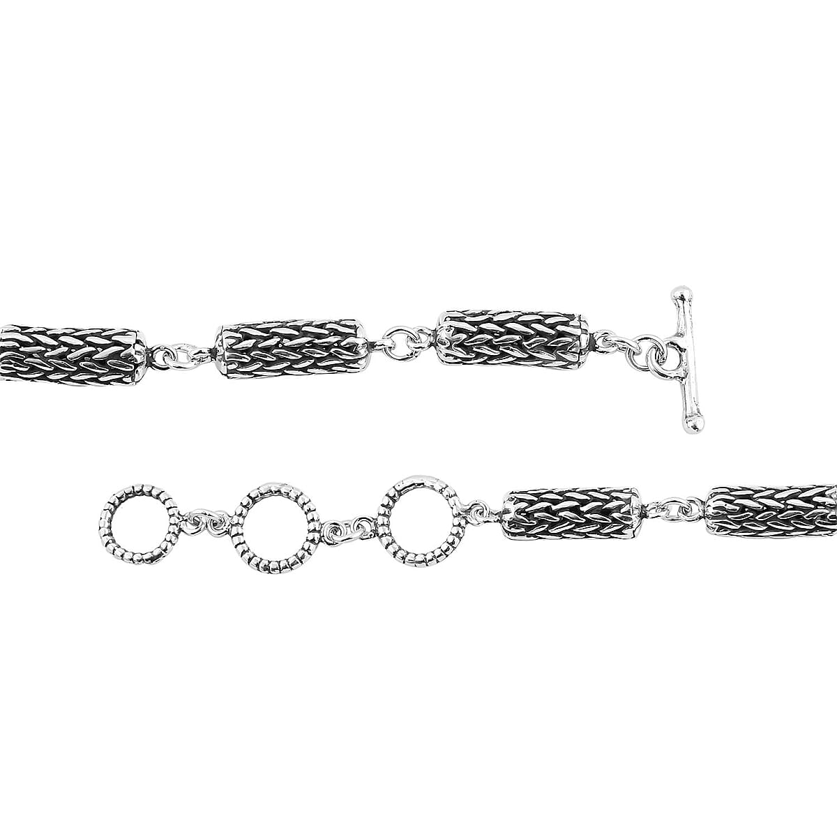 Bali Legacy Sterling Silver Toggle Clasp Padian Texture Bracelet (7.25 In) 12.90 Grams image number 3