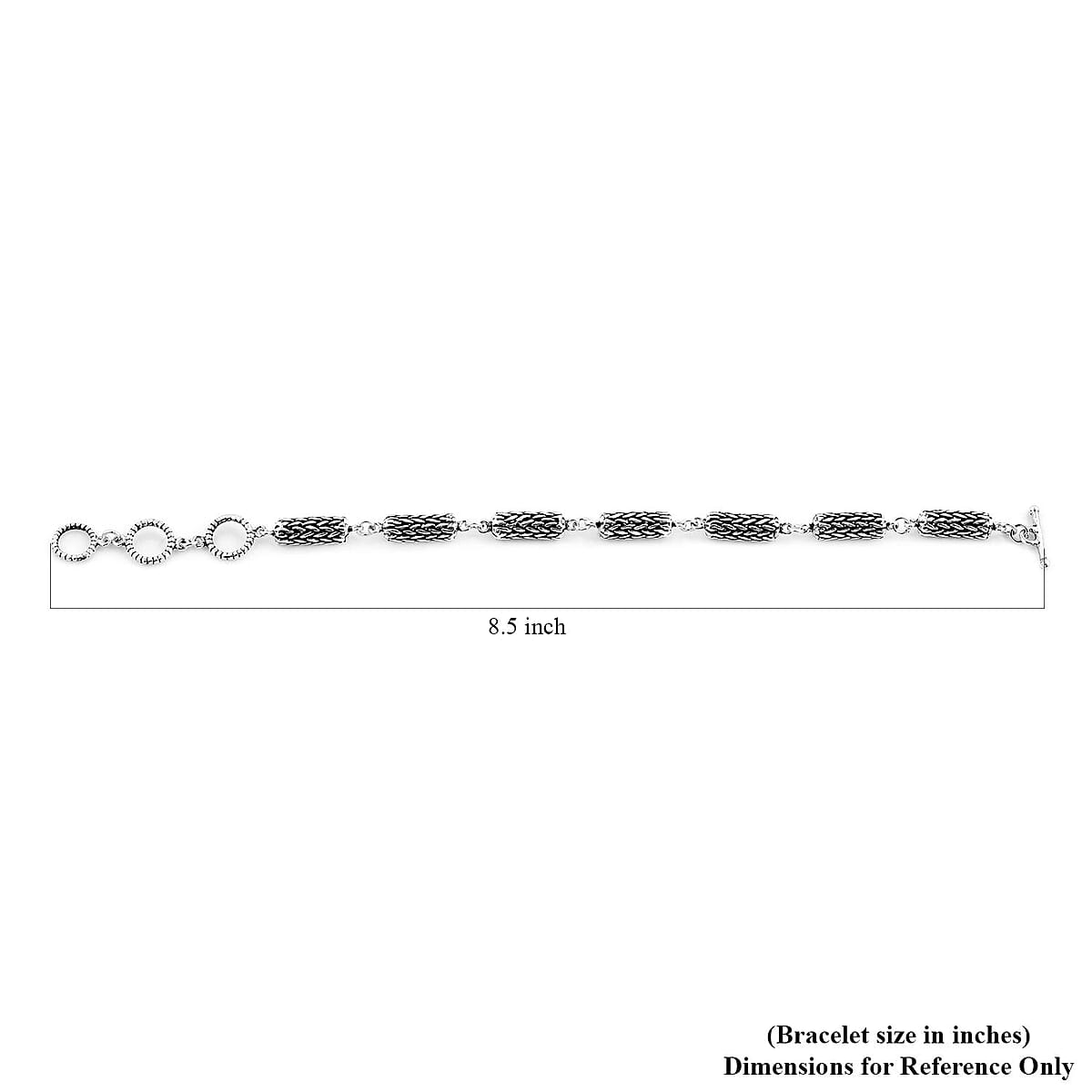Bali Legacy Sterling Silver Toggle Clasp Padian Texture Bracelet (7.25 In) 12.90 Grams image number 4