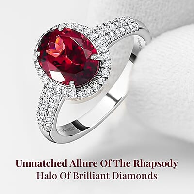 Rhapsody AAAA Ouro Fino Rubellite and E-F VS2 Diamond 2.50 ctw Halo Ring in 950 Platinum (Size 10.0) 5.70 Grams