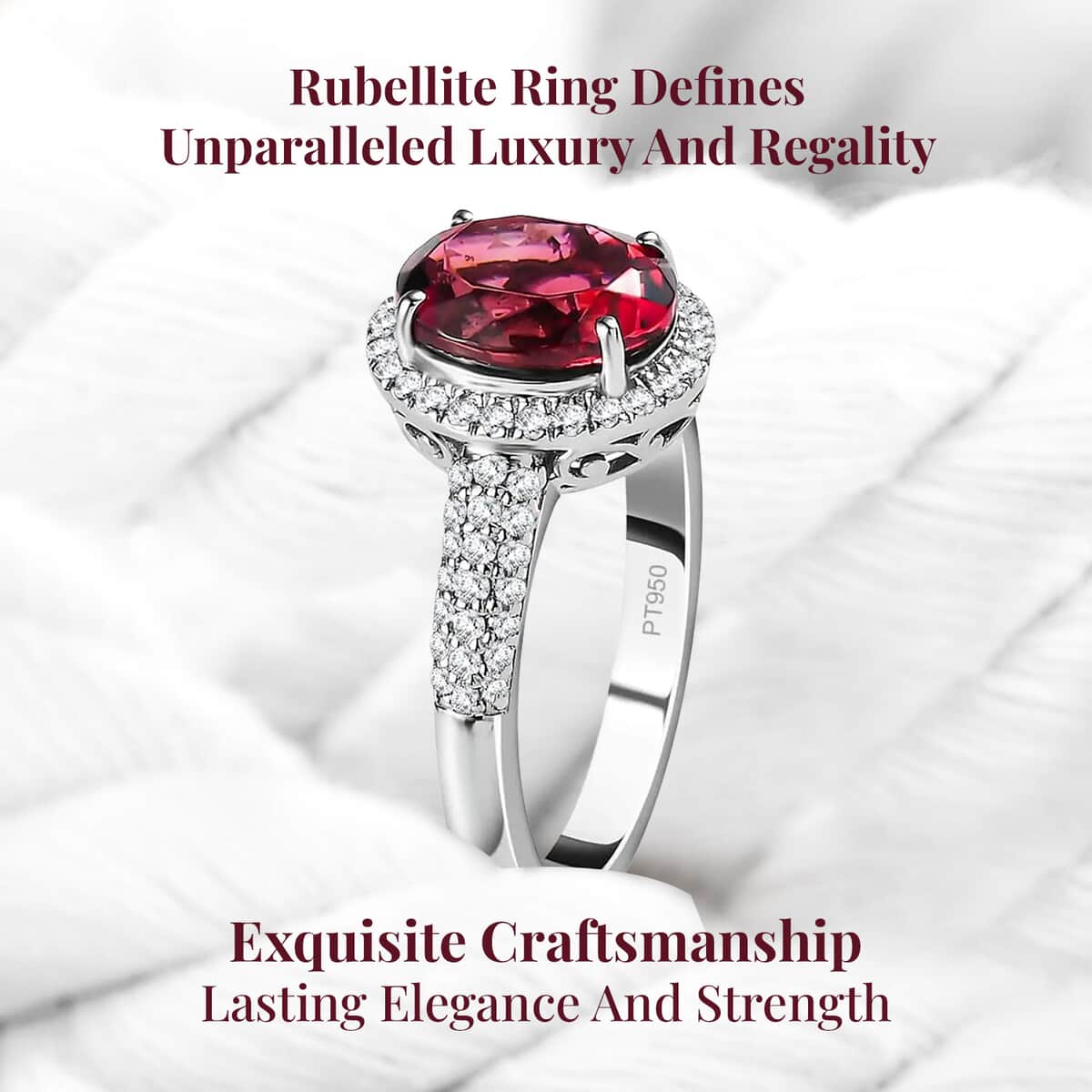 Rhapsody 950 Platinum AAAA Ouro Fino Rubellite and E-F VS2 Diamond Halo Ring (Size 10.0) 5.70 Grams 2.50 ctw image number 3