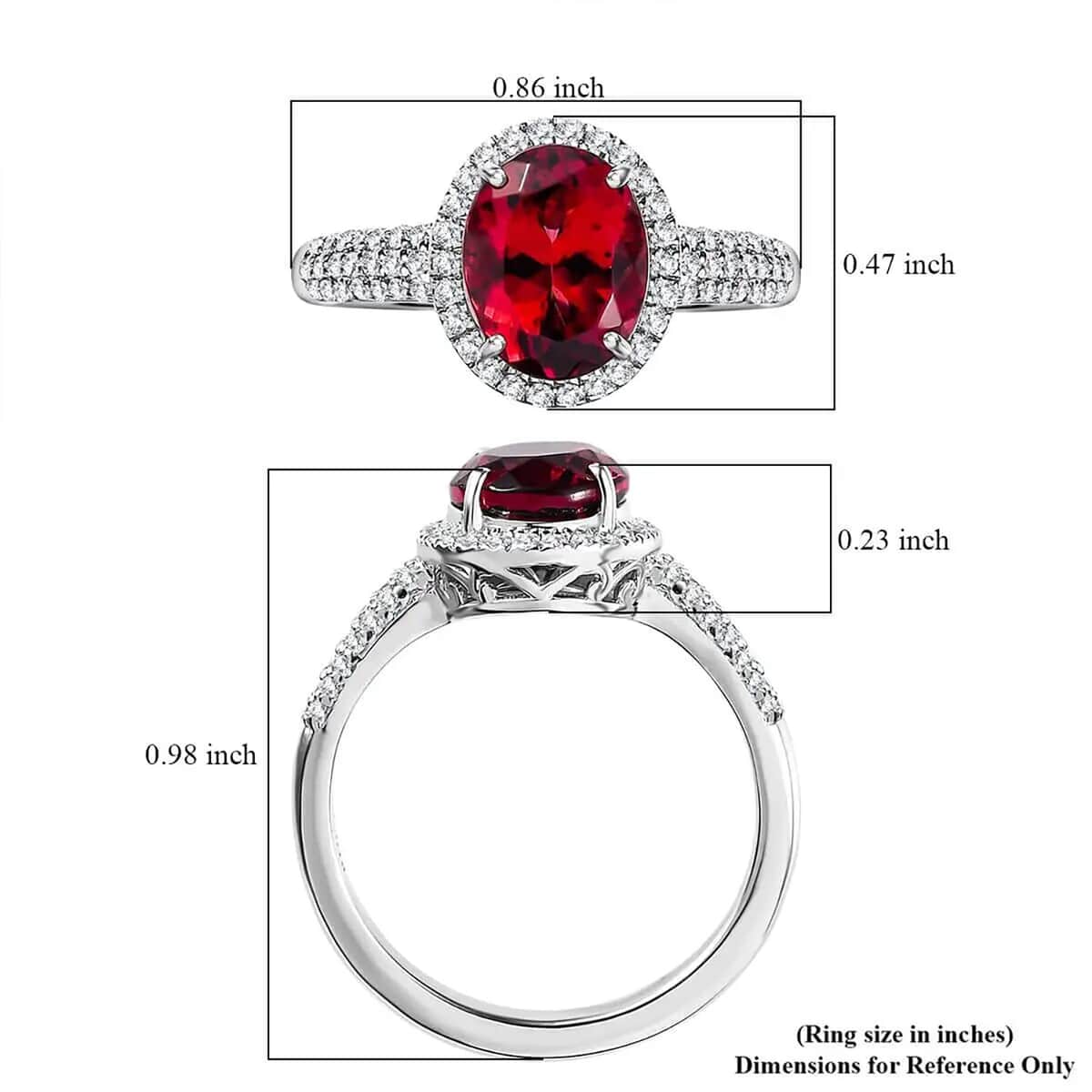 Rhapsody AAAA Ouro Fino Rubellite and E-F VS2 Diamond 2.35 ctw Halo Ring in 950 Platinum (Size 7.0) 6.50 Grams image number 6