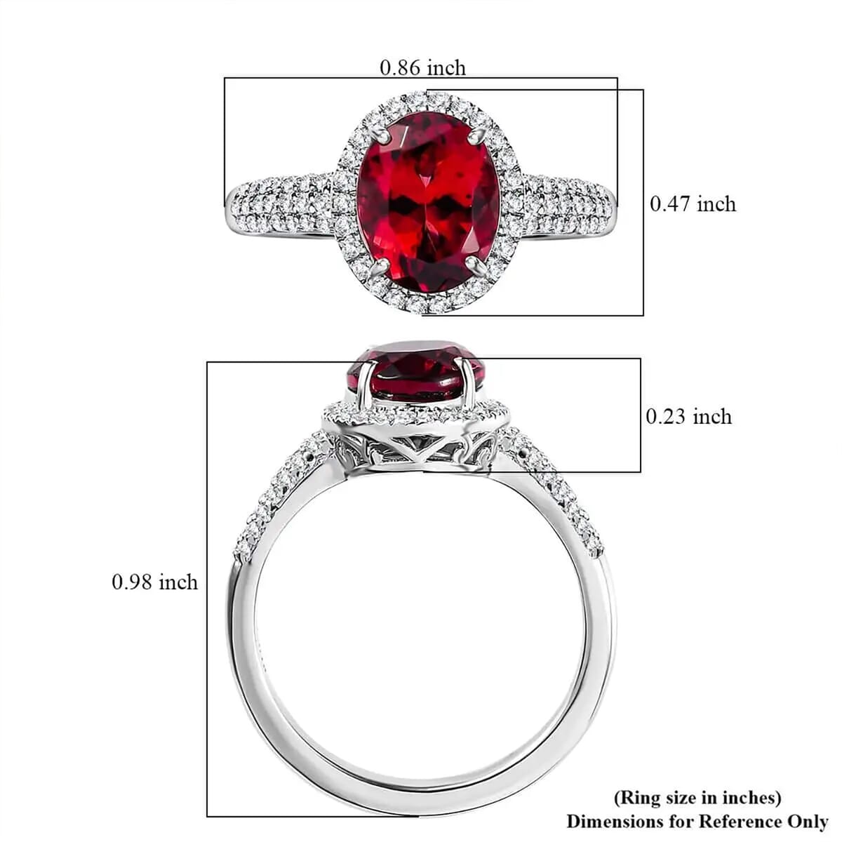 Rhapsody AAAA Ouro Fino Rubellite and E-F VS2 Diamond 2.35 ctw Halo Ring in 950 Platinum (Size 9.0) 6.50 Grams image number 6
