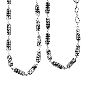 Bali Legacy Sterling Silver Toggle Clasp Tulang Naga Texture Necklace 20-21.5 Inches 35.25 Grams