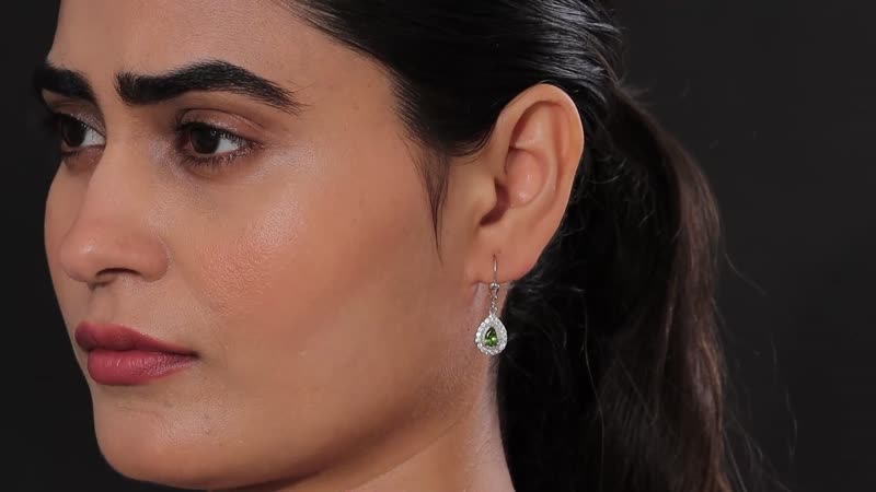 D'Joy Premium Natural Calabar Green Tourmaline and White Zircon Lever Back Earrings in Platinum Over Sterling Silver 1.50 ctw