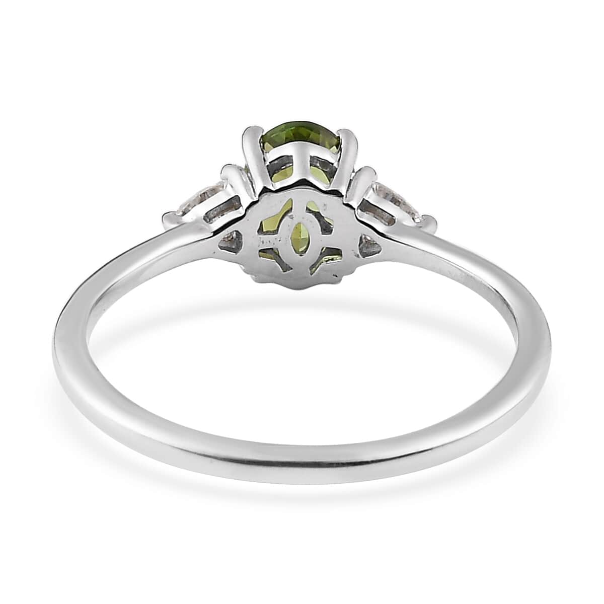 Premium Calabar Tourmaline and Moissanite Ring in Platinum Over Sterling Silver (Size 10.0) 1.00 ctw (Del. in 3-5 Days) image number 4