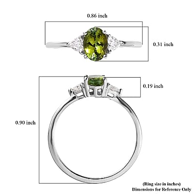 Premium Natural Calabar Green Tourmaline and Moissanite Ring in Platinum Over Sterling Silver (Size 10.0) 1.00 ctw