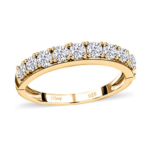 Moissanite 1.00 ctw Arthritis Half Eternity Band Ring in Vermeil Yellow Gold Over Sterling Silver (Size 7.0) 