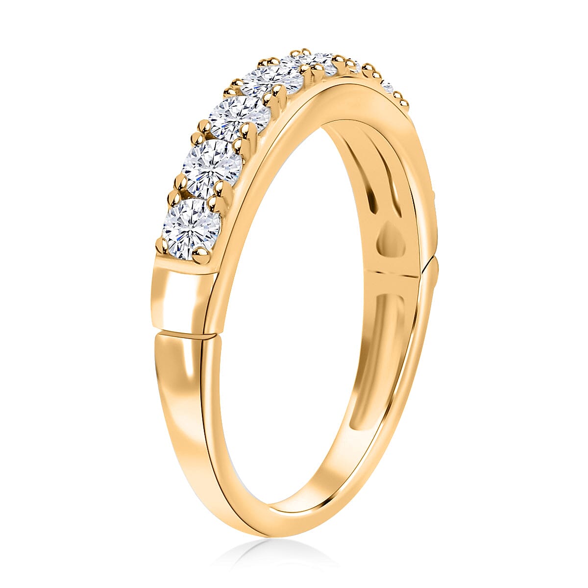 Moissanite 1.00 ctw Arthritis Half Eternity Band Ring in Vermeil Yellow Gold Over Sterling Silver (Size 7.0)  image number 3