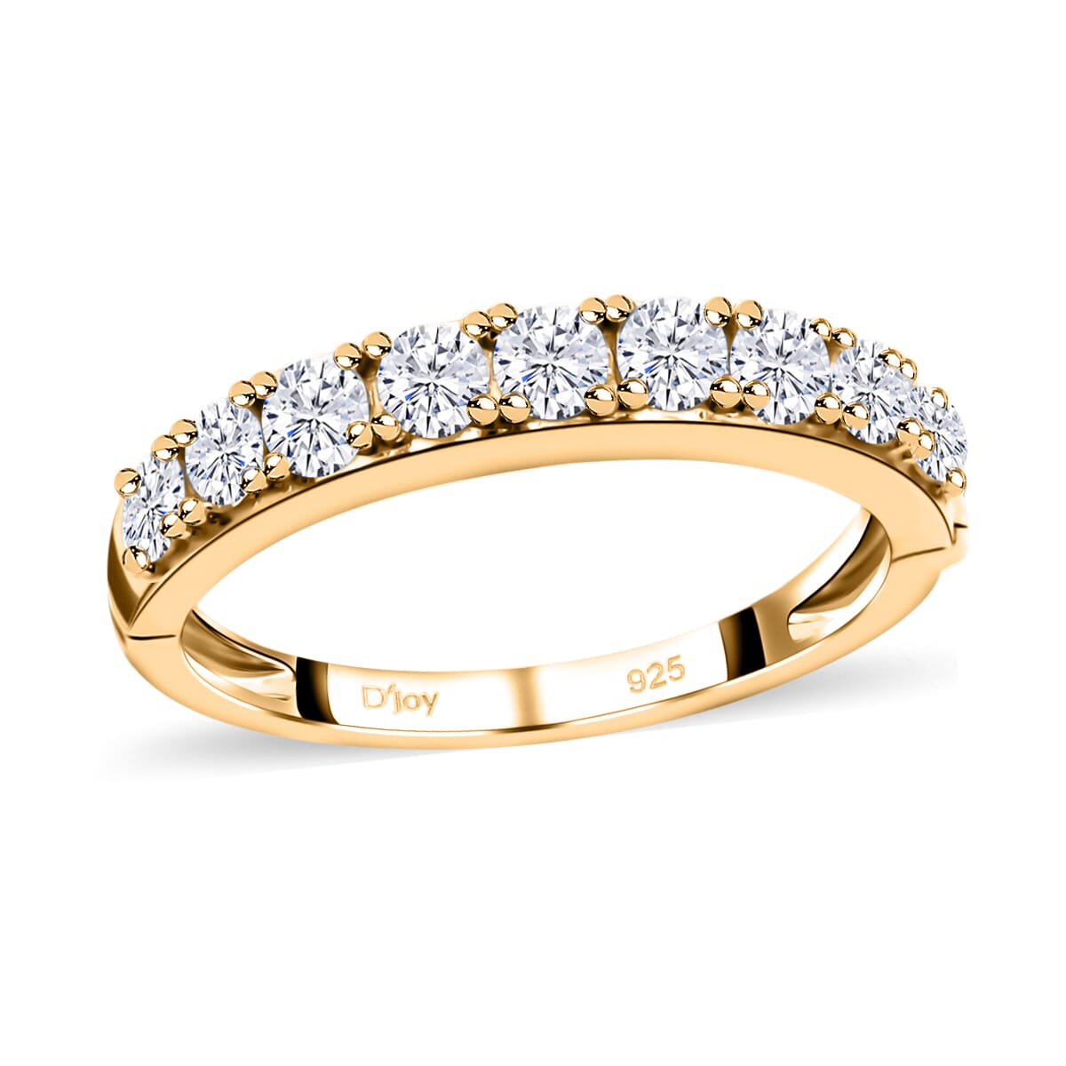 Moissanite 1.00 ctw Arthritis Half Eternity Band Ring in Vermeil Yellow Gold Over Sterling Silver (Size 8.0)  image number 0