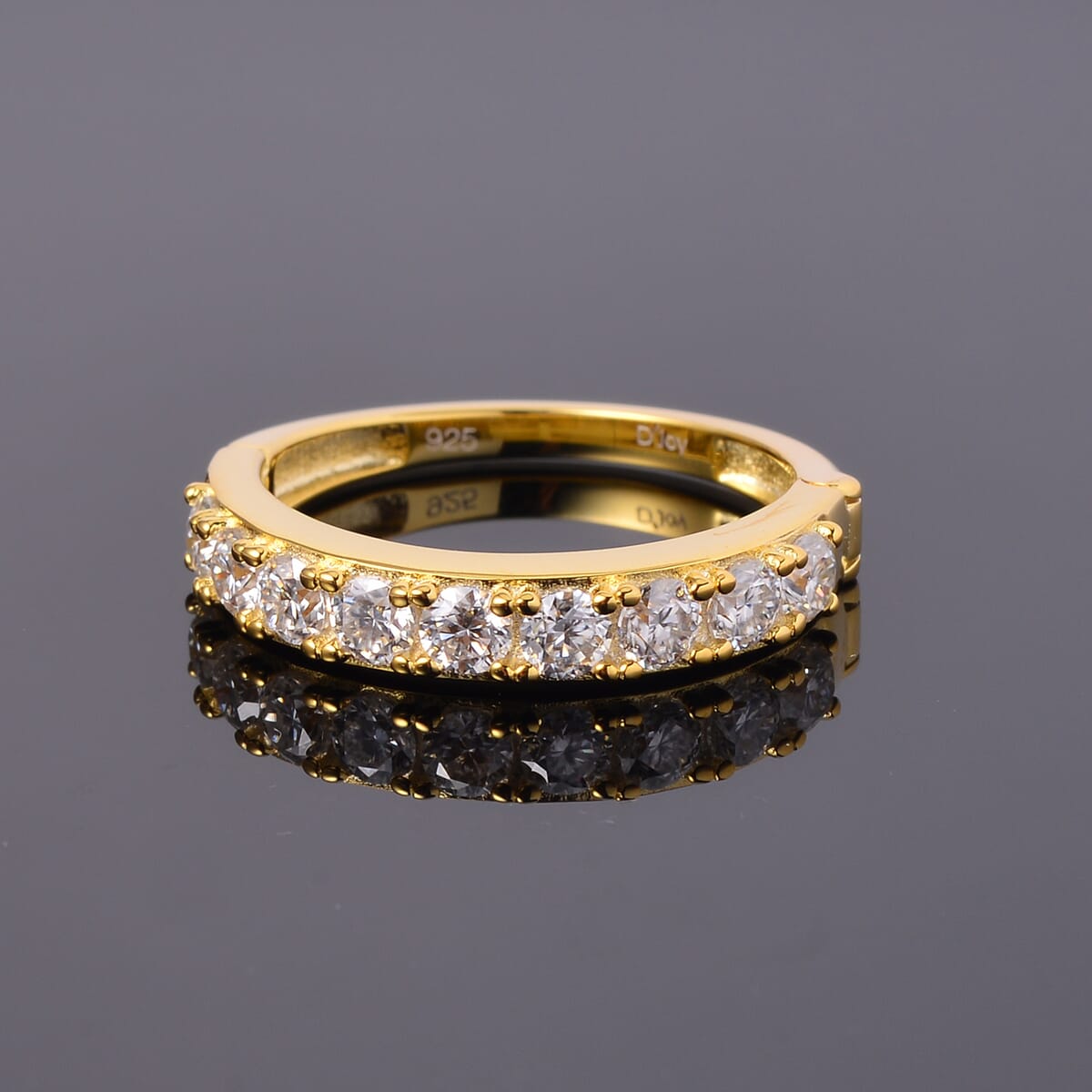 Moissanite 1.00 ctw Arthritis Half Eternity Band Ring in Vermeil Yellow Gold Over Sterling Silver (Size 8.0)  image number 1