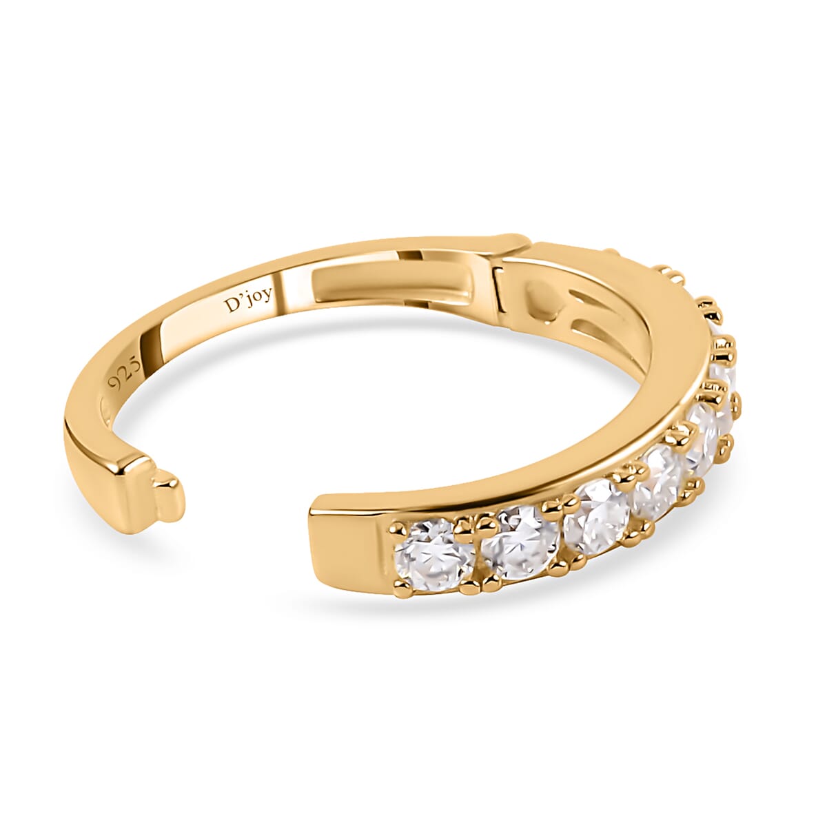 Moissanite 1.00 ctw Arthritis Half Eternity Band Ring in Vermeil Yellow Gold Over Sterling Silver (Size 8.0)  image number 5