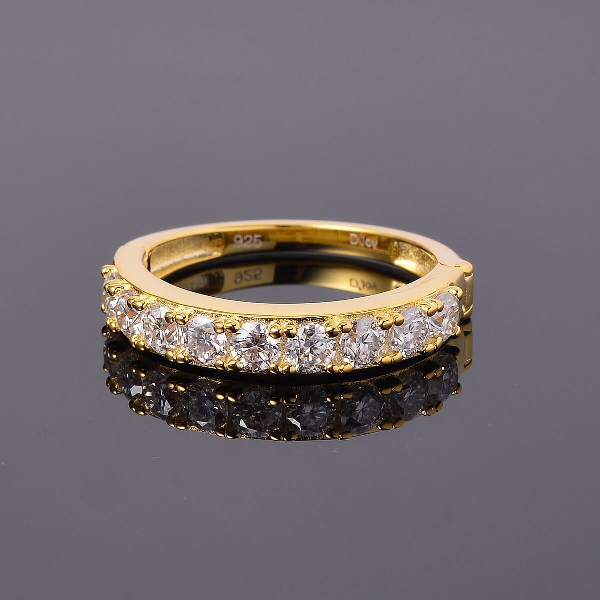 Moissanite 1.00 ctw Arthritis Half Eternity Band Ring in Vermeil Yellow Gold Over Sterling Silver (Size 10.0)  image number 1