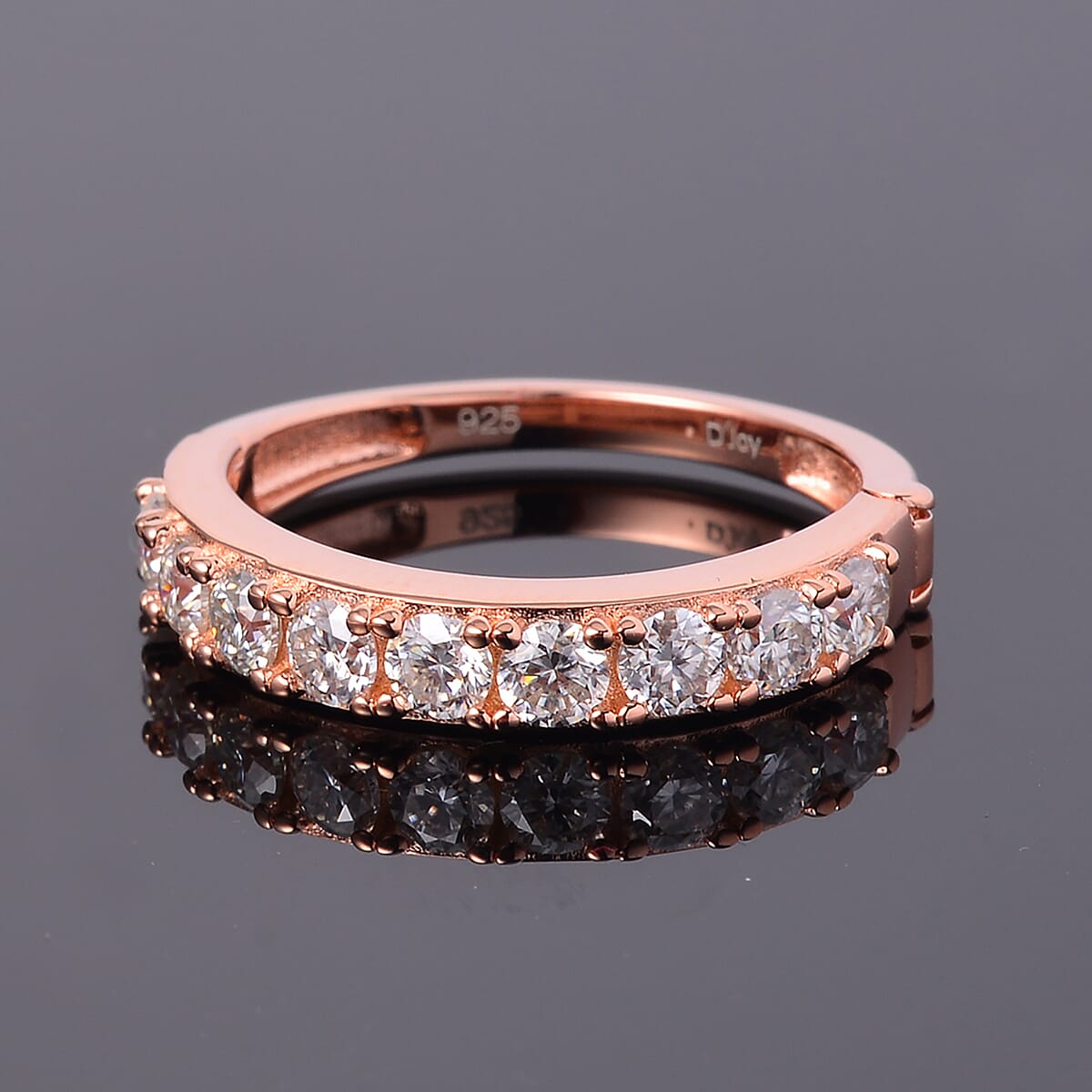 Moissanite 1.00 ctw Arthritis Half Eternity Band Ring in Vermeil Rose Gold Over Sterling Silver (Size 7.0)  image number 1