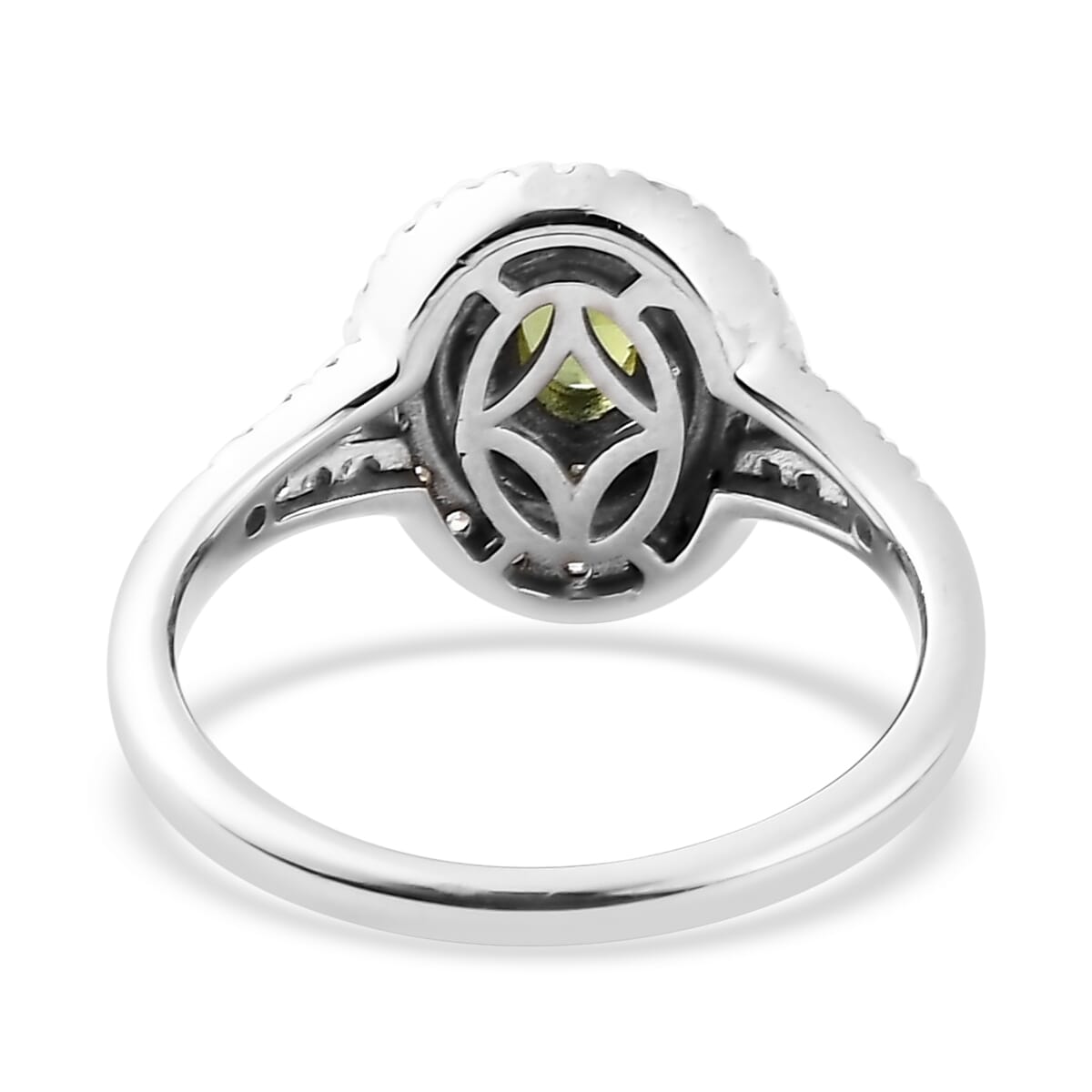 Premium Calabar Tourmaline and Moissanite Double Halo Ring in Platinum Over Sterling Silver (Size 10.0) 1.00 ctw image number 4